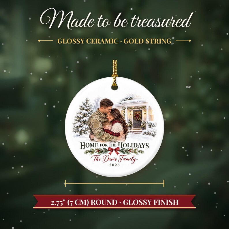 Military Ornament 2026, Soldier Homecoming Christmas Ornament with Family Name, Deployment Gift, Military Family Keepsake image 5