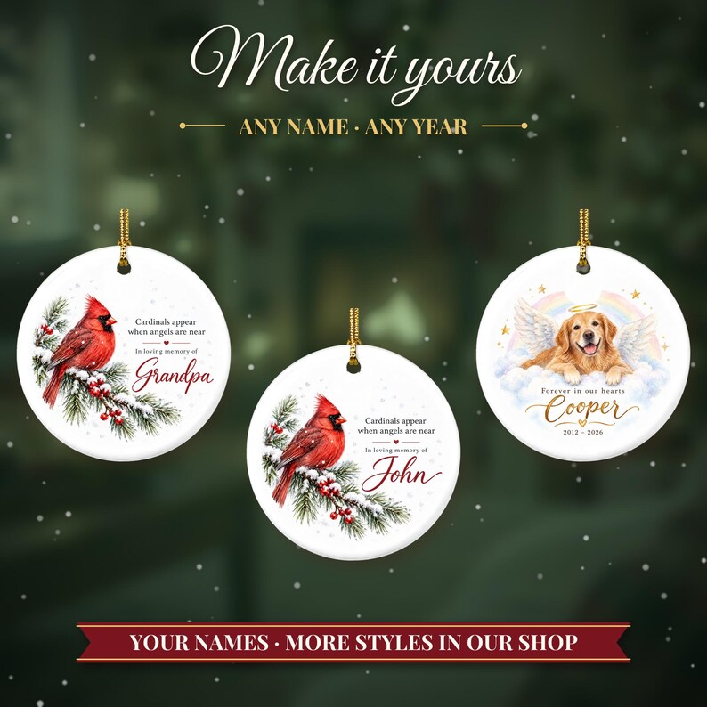 Cardinal Memorial Ornament, Cardinals Appear When Angels Are Near, In Loving Memory Christmas Keepsake, Sympathy Gift for Loss image 3