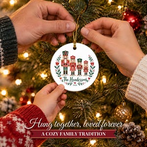 Nutcracker Ornament Christmas 2026, Family of Four Name Keepsake, Custom Nutcracker Family Gift, Toy Soldier Ceramic Tree Decor for Mom image 6