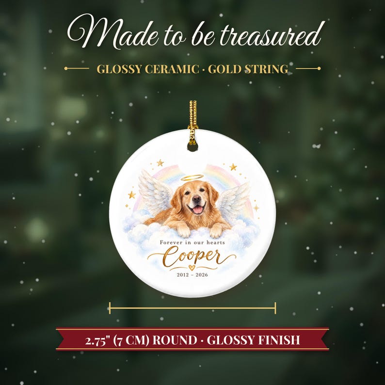Pet Memorial Ornament, Dog Angel Rainbow Bridge Christmas Keepsake with Name, Loss of Dog Sympathy Gift, Dog Remembrance Gift image 5
