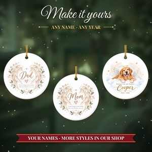 Mom Memorial Ornament, Angel Wings In Loving Memory Christmas Keepsake, Loss of Mom Sympathy Gift, Custom Name Remembrance afbeelding 3