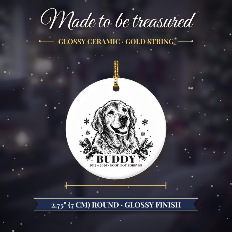 Personalized Dog Memorial Ornament from Photo, Custom Pet Portrait, Dog Mom Gift, Pet Loss Gift, Christmas Dog Remembrance Keepsake image 8