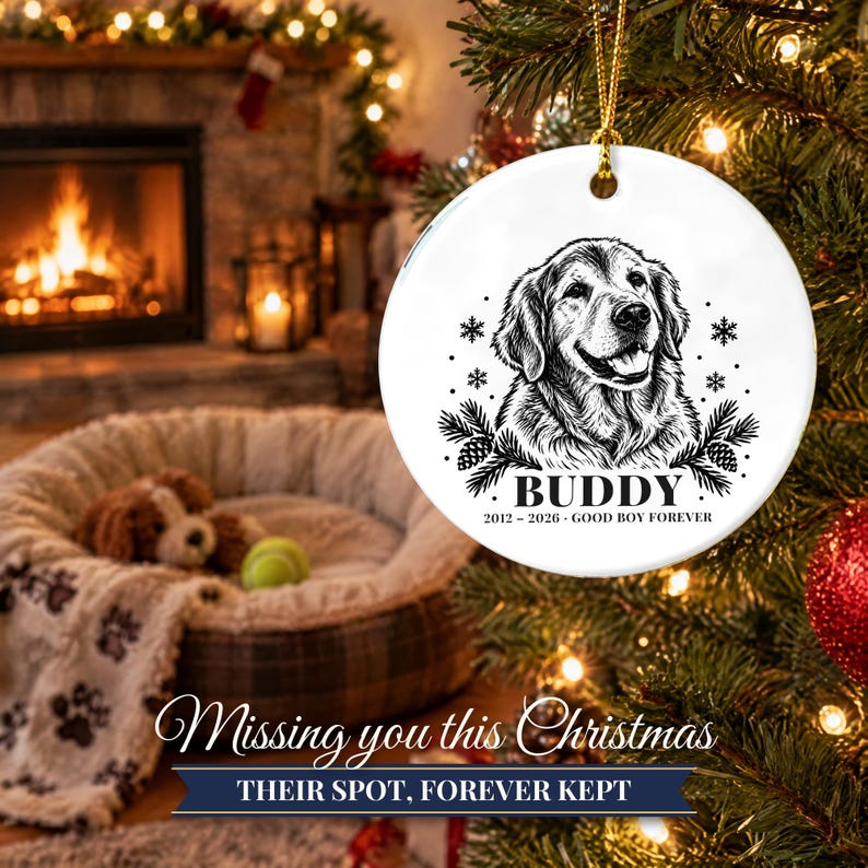 Personalized Dog Memorial Ornament from Photo, Custom Pet Portrait, Dog Mom Gift, Pet Loss Gift, Christmas Dog Remembrance Keepsake image 10