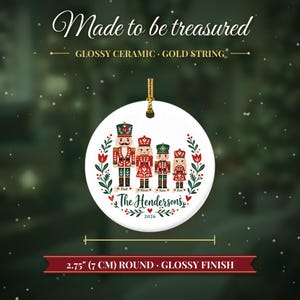 Nutcracker Ornament Christmas 2026, Family of Four Name Keepsake, Custom Nutcracker Family Gift, Toy Soldier Ceramic Tree Decor for Mom image 5