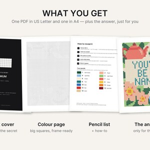 Puede incluir: Un conjunto de actividades para colorear digital que incluye una portada de regalo negra con el texto A LITTLE SECRET MUM, una p&aacute;gina de cuadr&iacute;cula para colorear, una hoja de instrucciones con lista de l&aacute;pices numerada y un dise&ntilde;o final YOU'LL BE A NANA!