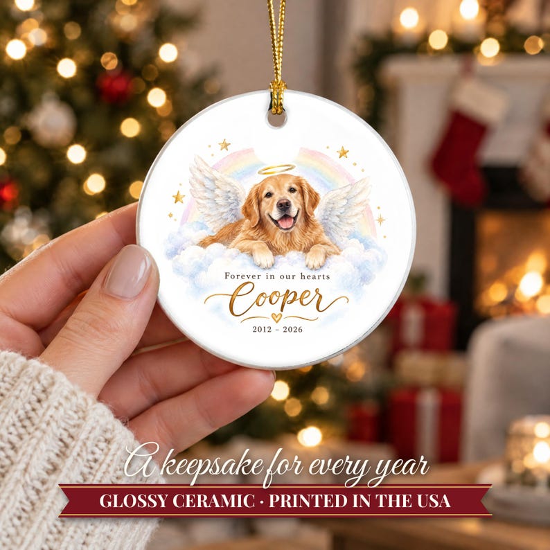 Pet Memorial Ornament, Dog Angel Rainbow Bridge Christmas Keepsake with Name, Loss of Dog Sympathy Gift, Dog Remembrance Gift image 12