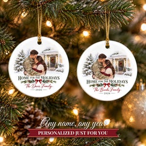 Military Ornament 2026, Soldier Homecoming Christmas Ornament with Family Name, Deployment Gift, Military Family Keepsake image 9