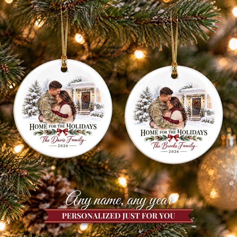 Military Ornament 2026, Soldier Homecoming Christmas Ornament with Family Name, Deployment Gift, Military Family Keepsake image 9