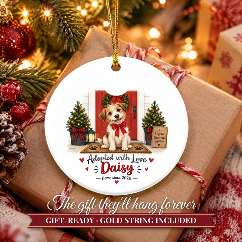 Rescue Dog Ornament 2026, Adopted with Love Christmas Ornament with Name, Dog First Christmas, Dog Mom Gift, Adoption Keepsake image 11