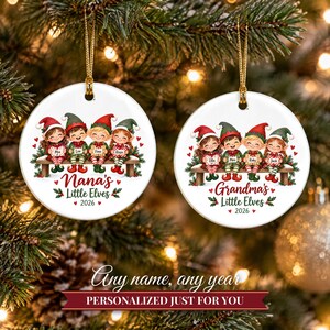 Grandkids Ornament 2026, Nana Christmas Ornament with Grandchildren Names, Cute Elves Keepsake, Gift for Grandma from Kids image 9