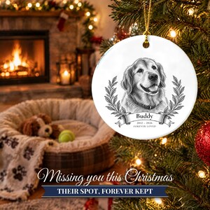 Custom Dog Memorial Ornament from Photo, Vintage Pet Portrait, Forever Loved, Pet Loss Gift, Cat Memorial Gift, Remembrance Keepsake image 10