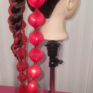 Red Light Up Bubble Braid, Valentine's Day Hair Accessory, LED Festival Rave Hair Piece, Ruby Red Sculptural Braid, Cupid Cosplay Extension