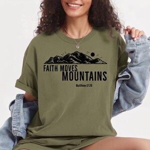 Glaube versetzt Berge T-Shirt | Berg Skizze, Schrift Vers