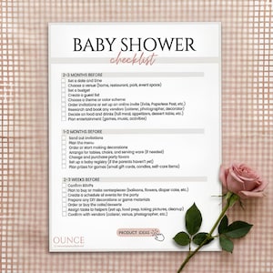 Baby Shower Guide Printable Party Planner Checklist PDF Pregnancy Timeline Checkable List for Expecting Mom Decoration Setup Maternity