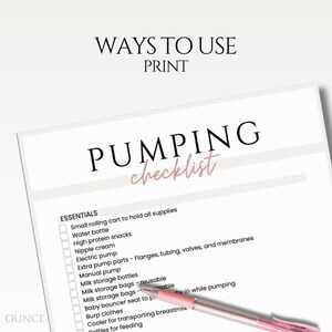 Breast Pump Planner Milk Supply Tracker Feeding Log Digital Download Printable Checklist Exclusive Pumping Pumping Schedule Template New Mom Planner Breast Pump Guide