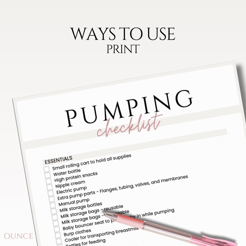 Breast Pump Planner Milk Supply Tracker Feeding Log Digital Download Printable Checklist Exclusive Pumping Pumping Schedule Template New Mom Planner Breast Pump Guide