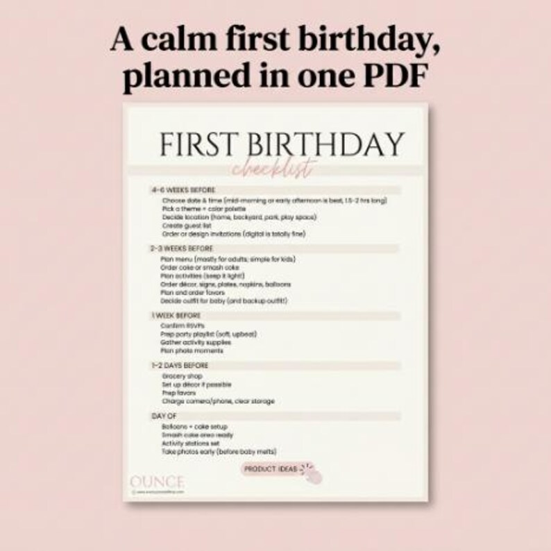 First Birthday Party Planning Guide Checklist
