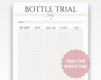Bottle Trial Log Feeding Tracker Baby Bottle Testing Journal Feeding Record Keeping Printable Nursery Organizer Digital Download Parenting