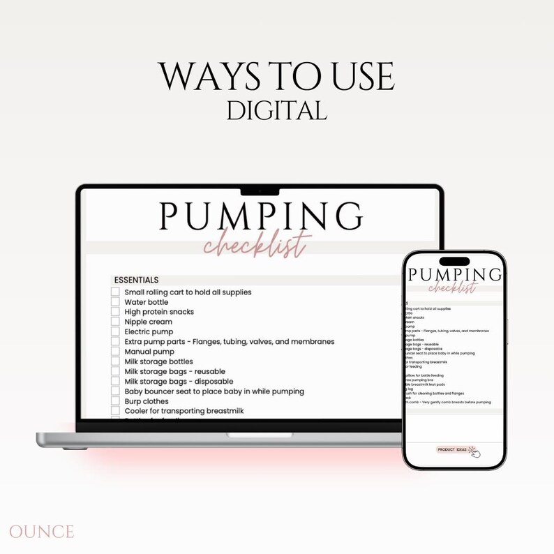 Exclusive Pumping Checklist PDF Digital Download Pumping Supplies Checklist Printable PDF Breastfeeding Baby Postpartum New Mom Gift Baby Shower Gift