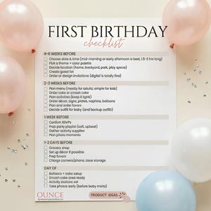 First Birthday Party Checklist