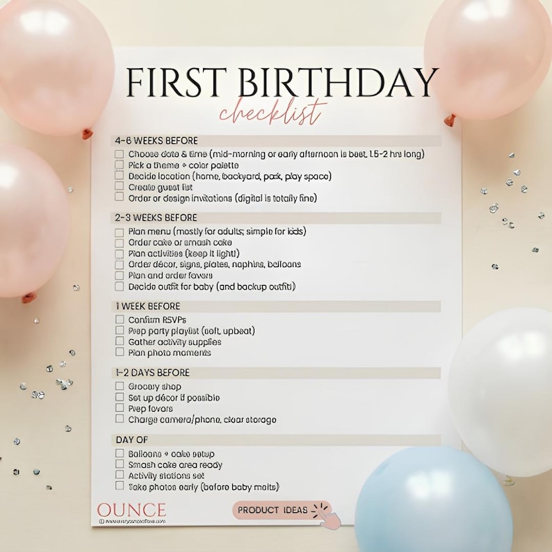 First Birthday Party Checklist