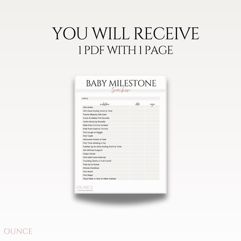 Baby Milestone Tracker Printable Download Digital Print Nursery Decor ...