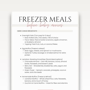 Przewodnik po przygotowywaniu posiłków Plan posiłków do zamrażarki Pobierz cyfrowo Zbiór przepisów Planer menu Organizacja tygodniowa Narzędzia kuchenne Lista zakupów Plan posiłków