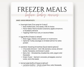 Meal Prep Guide Freezer Meal Plan Digital Download Recipe Collection Menu Planner Weekly Organization Kitchen Tool Grocery List Meal Plan