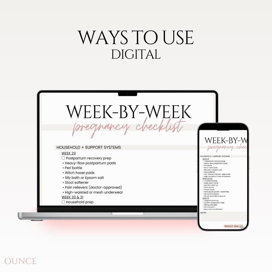 Pregnancy Checklist Week by Week Planner Printable Maternity to Do List ...