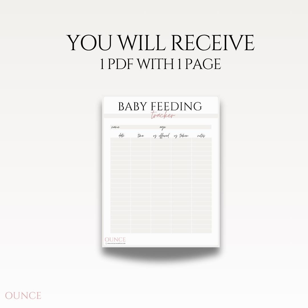 Baby Feeding Log Newborn Feeding Chart Printable Tracker Daily Schedule ...