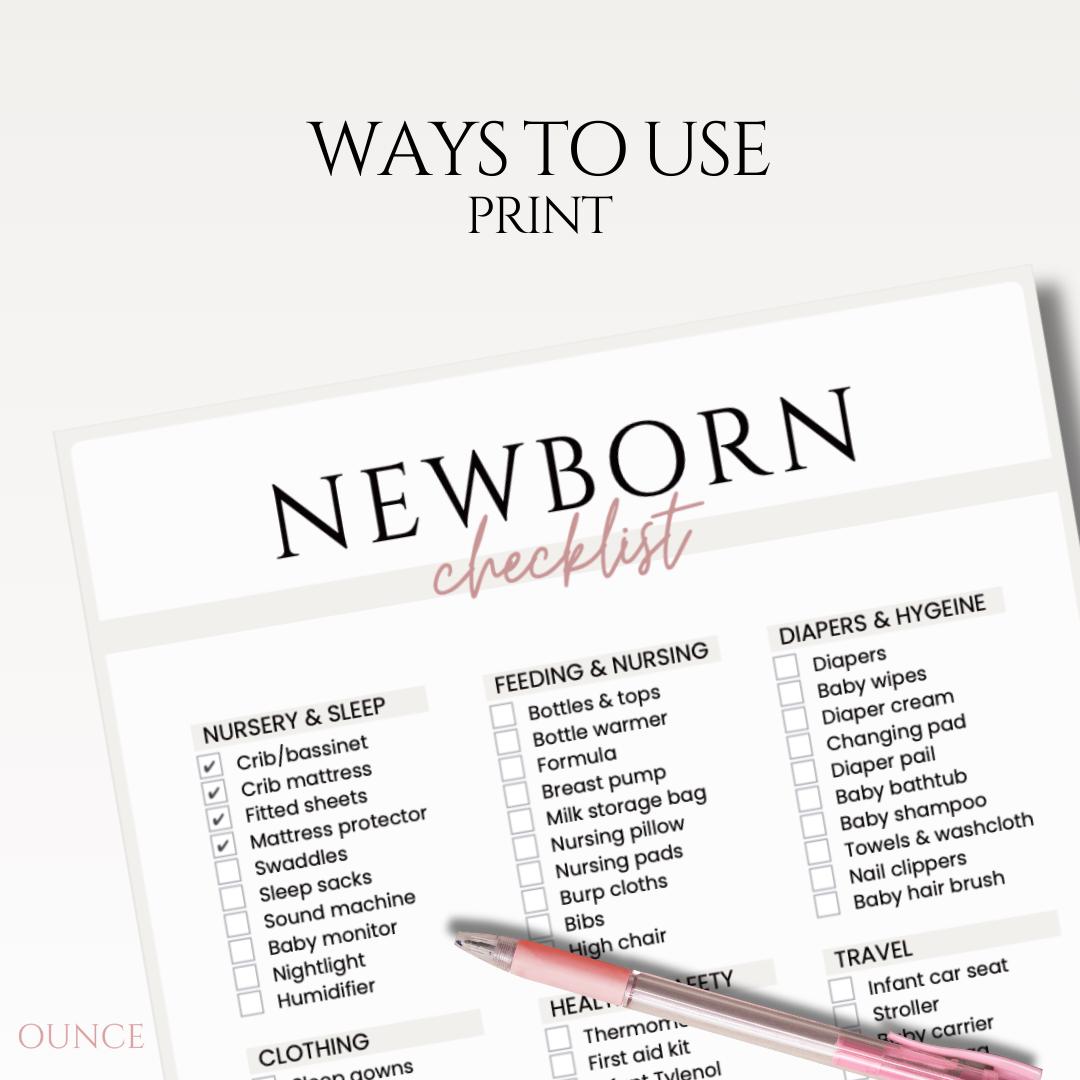 Queen Baby Checklist.pdf Printable Newborn Checklist PDF Download Hospital Bag Maternity Tracker ...
