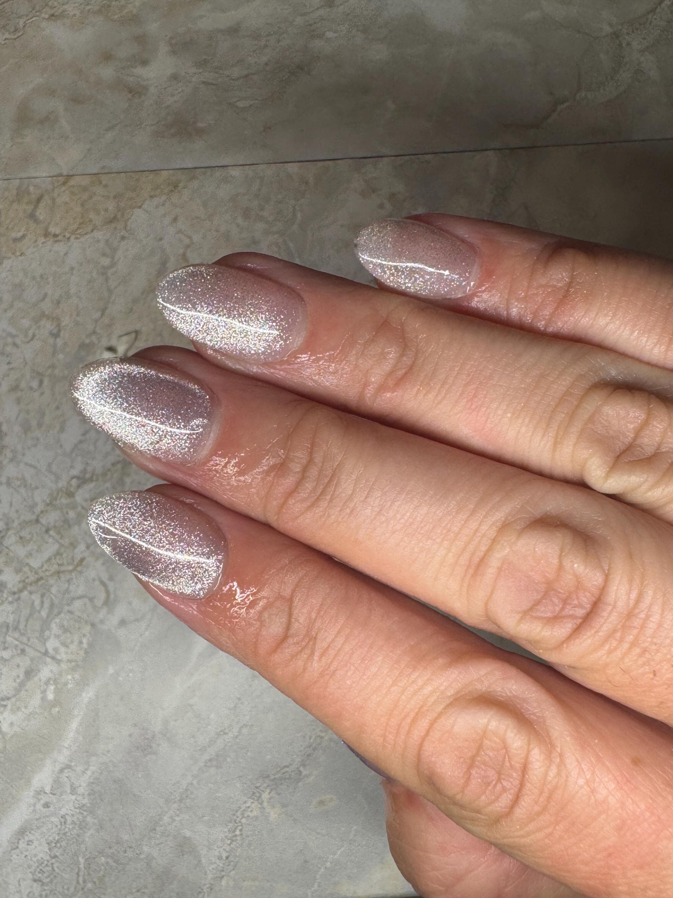 Silver Cat Eye Press On Nails
