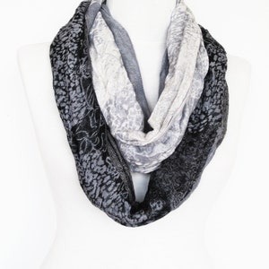 Multicolor Cotton Long Scarf,  Gray / Black,  Unisex Scarf, Gift