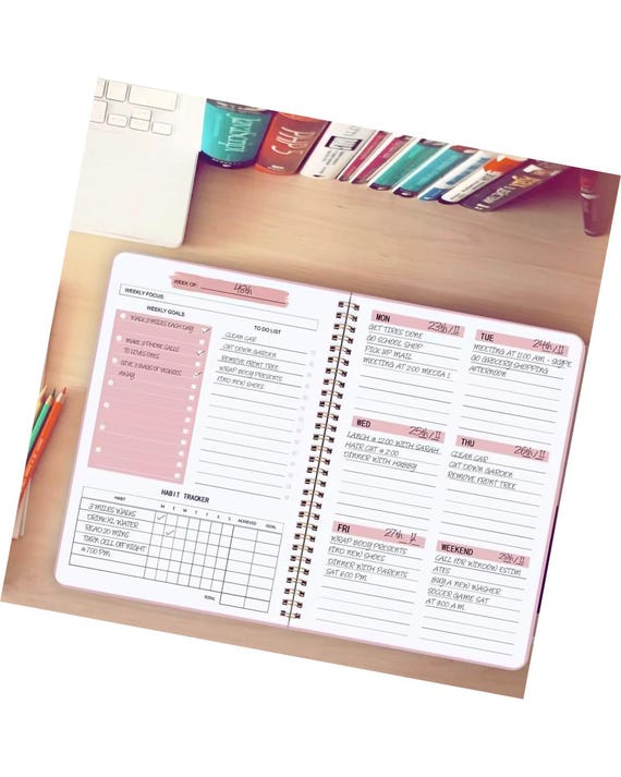 2025 A5 Weekly Planner – Undated Spiral Notebook Agenda Organiser