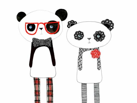 Kids Wall Art Kids Art Panda Print the Perfect Pair | Etsy