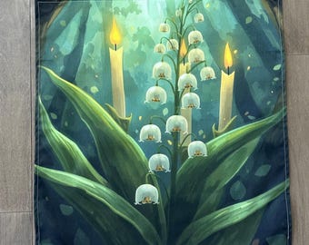 Imbolc Altar Cloth 22x22 Cotton, Brigid Candle Tarot Cloth, Witchy Home Decor