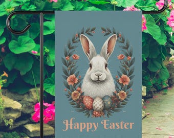 Easter Garden Flag Personalized, Custom Easter Bunny Decor, Outdoor Spring Decorations, Ostara Yard Sign