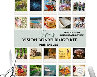 2026 Spring Vision Board Bingo Card Kit, Manifestation Mood Board (Digital Download, PDF Printables)