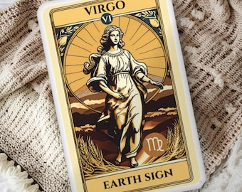 Virgo Zodiac Tarot Card Shaped Pillow, Reading Nook Cushion, Boho Astrology Gifts