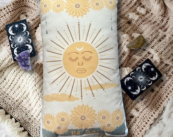 Sun Tarot Card Pillow, Celestial Boho Home Decor, Mystic Astrology Gift, Witchy Room Accent