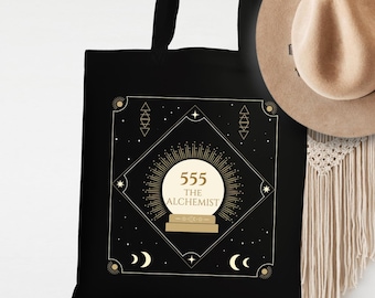 555 Angel Number Tote, Spiritual Alchemy Bag, Numerology & Good Omens, Esoteric Gift