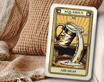 Aquarius Zodiac Sign Tarot Card Shaped Pillow, Boho Horoscope Gifts, Astrology Reading Nook Decor