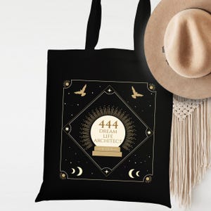 444 Angel Number Tote Bag, Dream Life Architect Satchel, Esoteric Tote, Celestial Theme