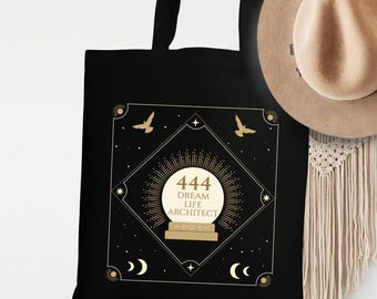 444 Angel Number Tote Bag, Dream Life Architect Satchel, Esoteric Tote, Celestial Theme