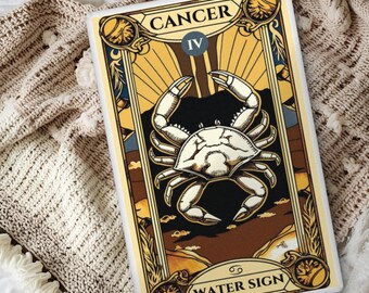 Cancer Zodiac Tarot Card Throw Pillow, Astrology Gift for Friends