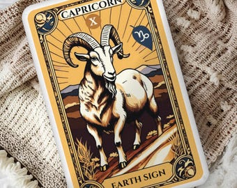 Capricorn Zodiac Tarot Card Shaped Pillow, Vintage Inspired Astrology Gifts, Celestial Decor
