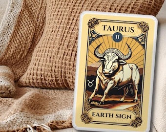 Taurus Tarot Card Shaped Pillow, Air Sign Celestial Decor, Bohemian Mystic Cushion, Horoscope Accent