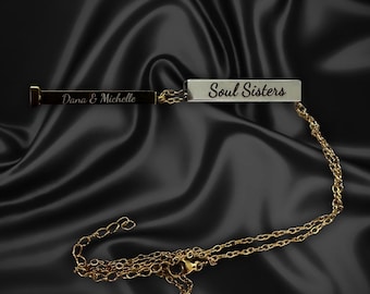 Soul Sisters Necklace with Hidden Names, Personalized Friendship Jewelry, Custom Message Chain