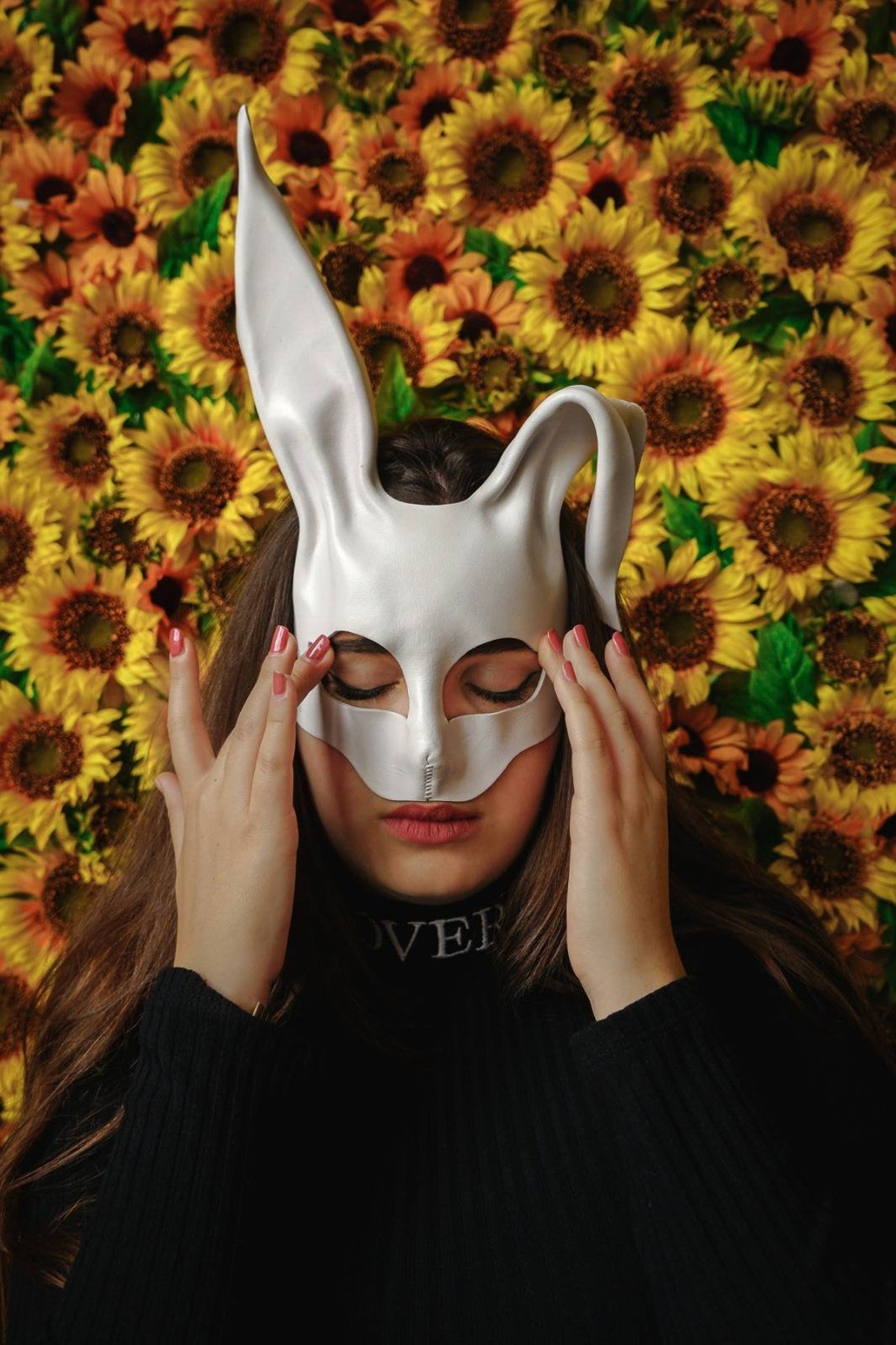 Rabbit Mask in White Leather White Rabbit Leather Mask Coney Etsy