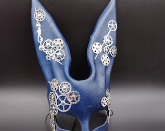 Steampunk rabbit mask. Leather mask. Bunny mask. S